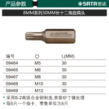 59464-5件套8MM系列30mm长12角旋具头M-5